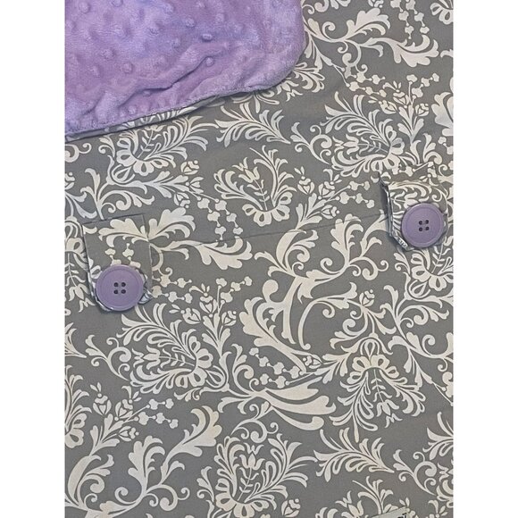 Car Seat Canopy Purple & Gray Baby Carseat Fleece Minky Back - Picture 2 of 5